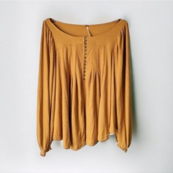 FREE PEOPLE Oversized Flowy Bubble Sleeve Devin Henley Top in Autumn Pea… - Picture 4 of 12